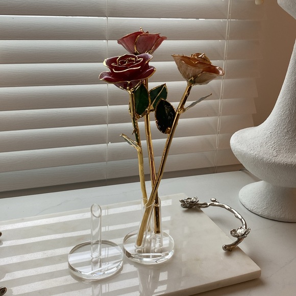 Gorgeous Steven Singer  24 Karen Gold dipped Roses🌹set of 3 Certified Real Gold🥀 - Picture 3 of 13